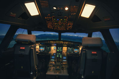 View of airplane through window