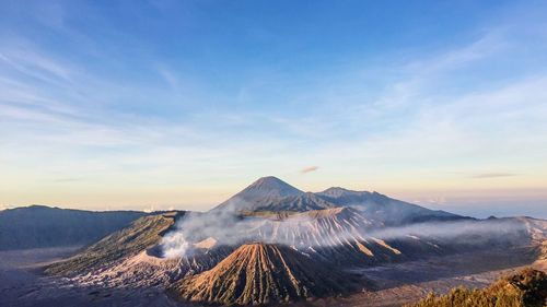 View of volcanic mountain against sky