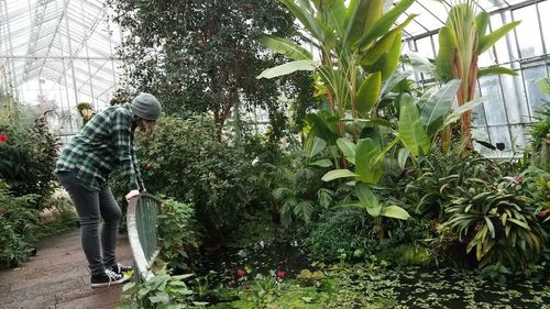 Man standing by plants