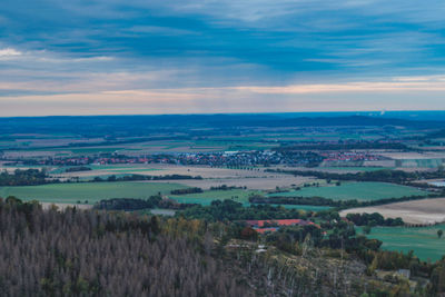 High angle view of landscape against sky