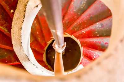 High angle view of spiral stairs