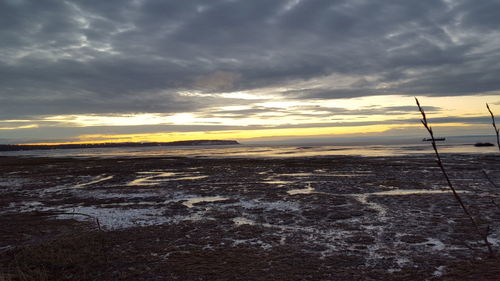 Scenic view of sea against cloudy sky