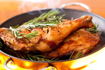 Close-up of meal served in plate