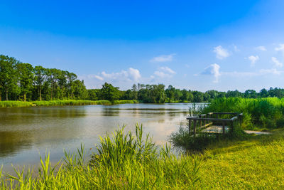 Scenic view of lake against sky