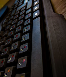 High angle view of computer keyboard