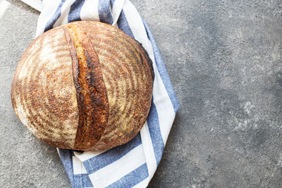 Homemade artisan sourdough whole rye bread. healthy bread and organic food.