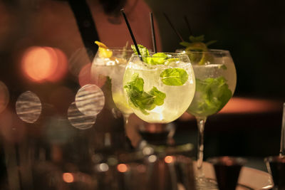 Close-up of drink served on glass