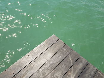 High angle view of pier over lake