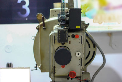 Close-up of camera machine