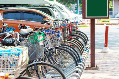 Bicycles parked on street