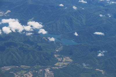 Aerial view of snowcapped mountains