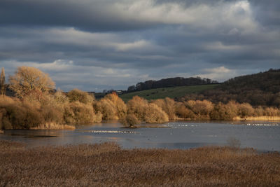 Scenic view of lake against sky