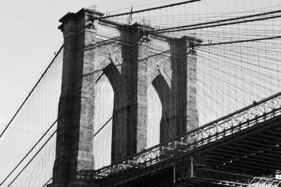 Low angle view of suspension bridge