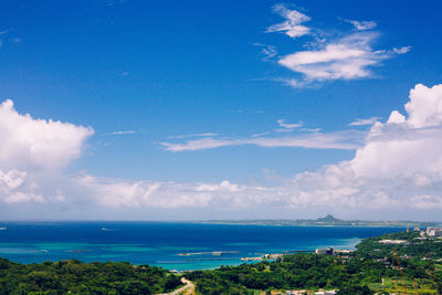 Scenic view of sea against cloudy sky