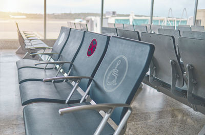 Empty chairs on table