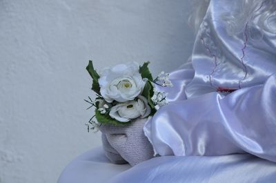 Close-up of white rose bouquet