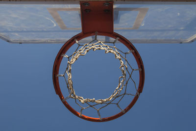 Low angle view of basketball hoop against sky