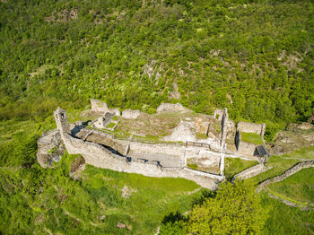 High angle view of old ruins