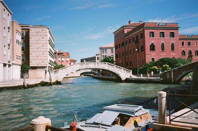 High angle view of buildings in water