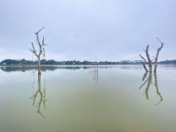 Scenic view of lake against sky