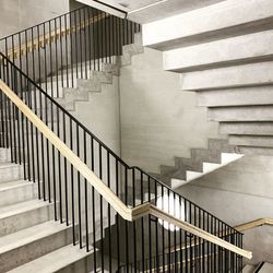 High angle view of spiral staircase in building