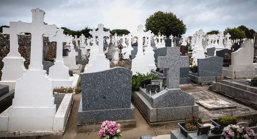 Panoramic view of cemetery against sky