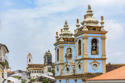 Old church towers in the pelourinho neighborhood in the city of salvador in the state of bahia