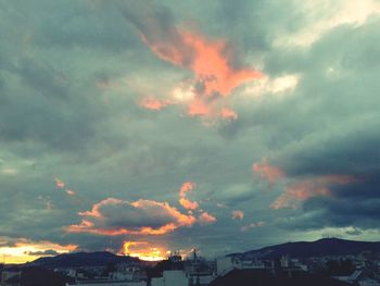 Scenic view of cloudy sky at sunset