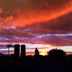 Silhouette of buildings against dramatic sky