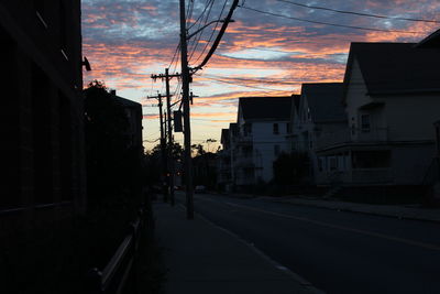 View of city street at dusk