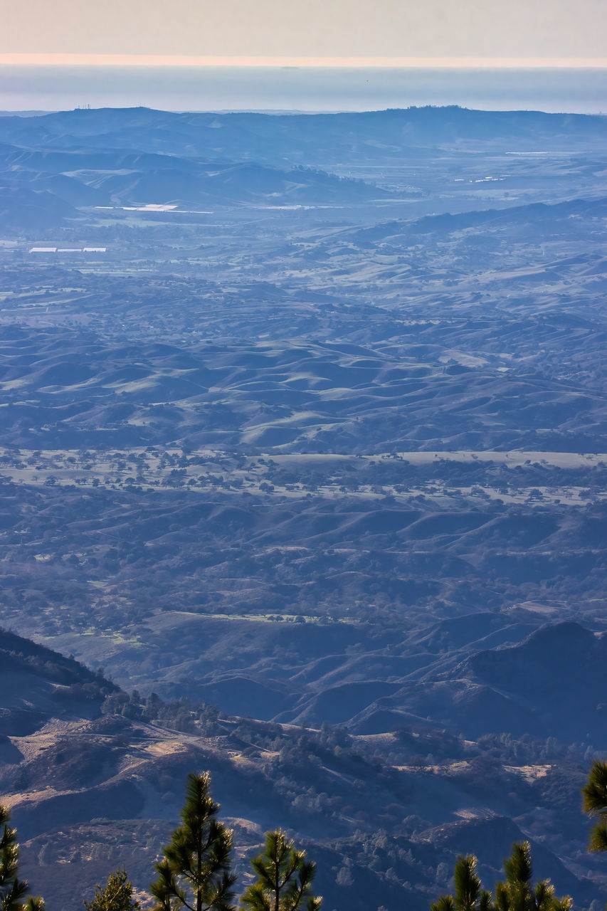 AERIAL VIEW OF LANDSCAPE AND SEA AGAINST SKY