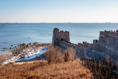 Scenic view of sea against clear sky