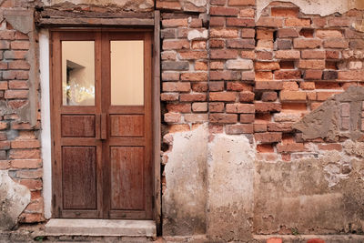 Closed door of old building