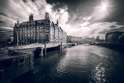 View of buildings against cloudy sky