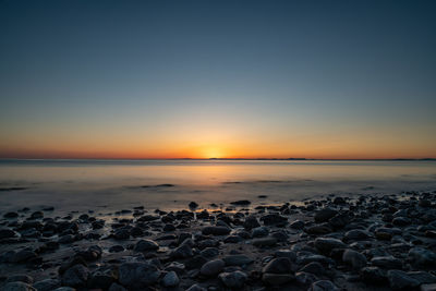 Scenic view of sea during sunset