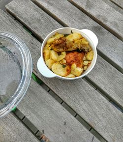 High angle view of food on table