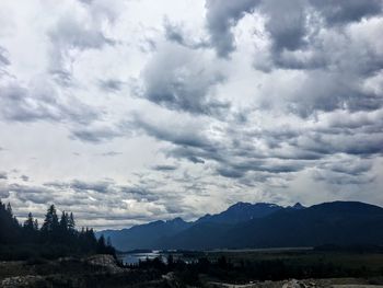 Scenic view of mountains against sky