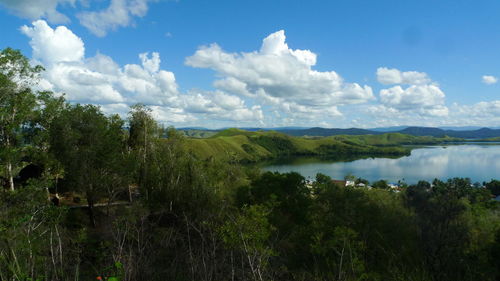 Scenic view of lake against sky