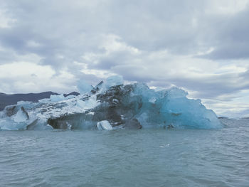 Scenic view of frozen sea against sky