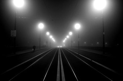 Railroad track at night