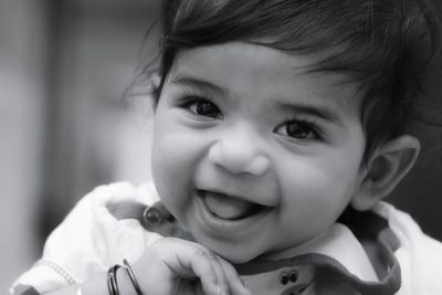 Close-up portrait of cute baby boy