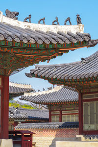 Low angle view of traditional building against sky