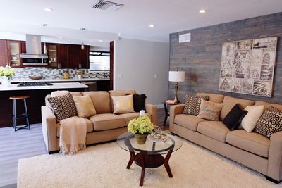 Sofas in living room at modern home