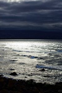 Scenic view of sea against cloudy sky