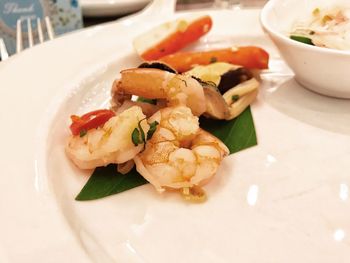 Close-up of served food in plate