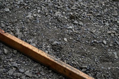 High angle view of cracked road