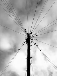 Low angle view of electricity pylon against sky