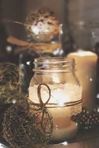 Close-up of jar on table