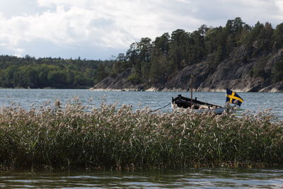 Scenic view of lake against sky