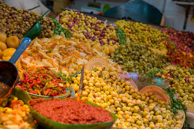 Various fruits for sale at market stall